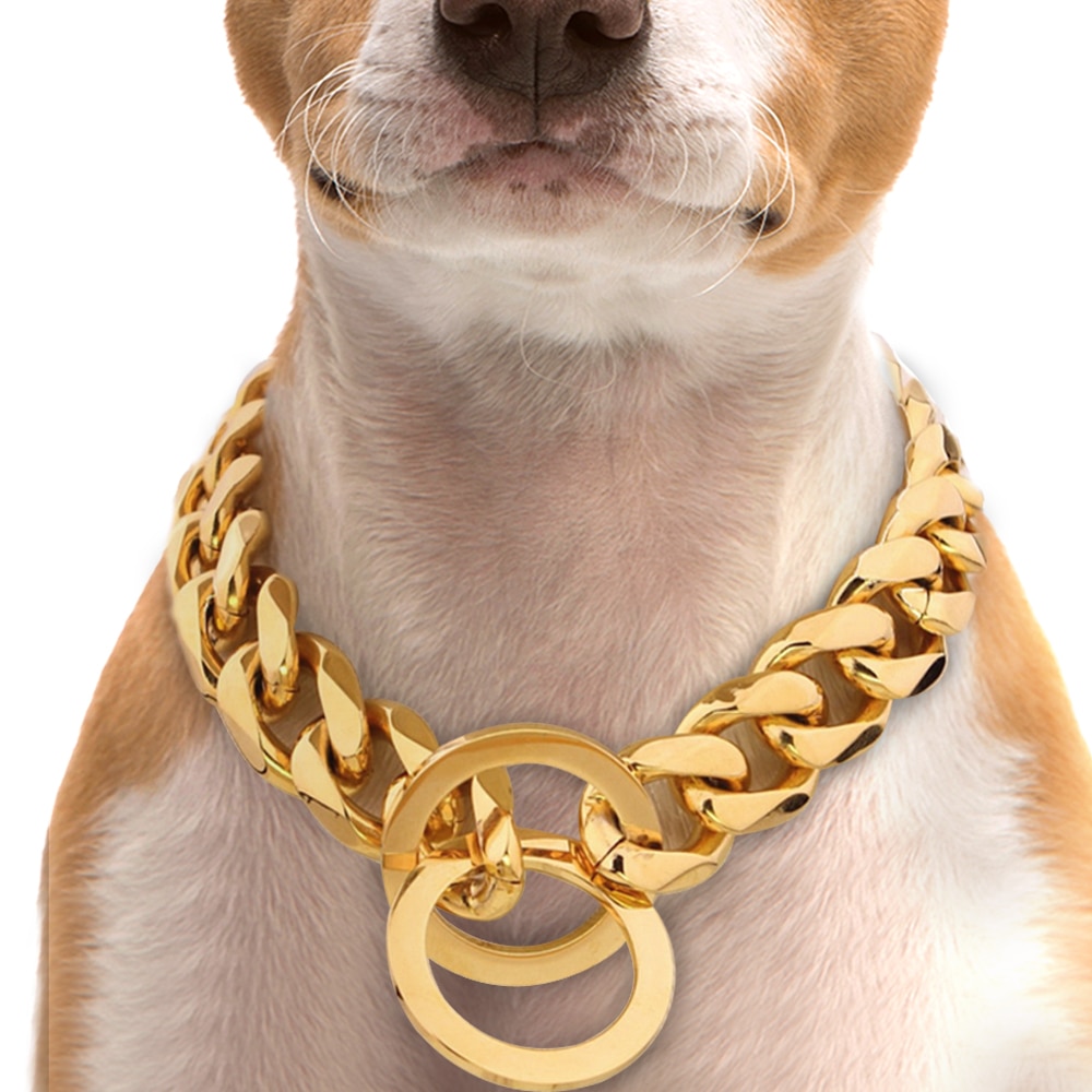 Strong Slip Dog Collar Dogs Training Chain Pet Choke Collars For Medium Large Pet Gold Silver Colors