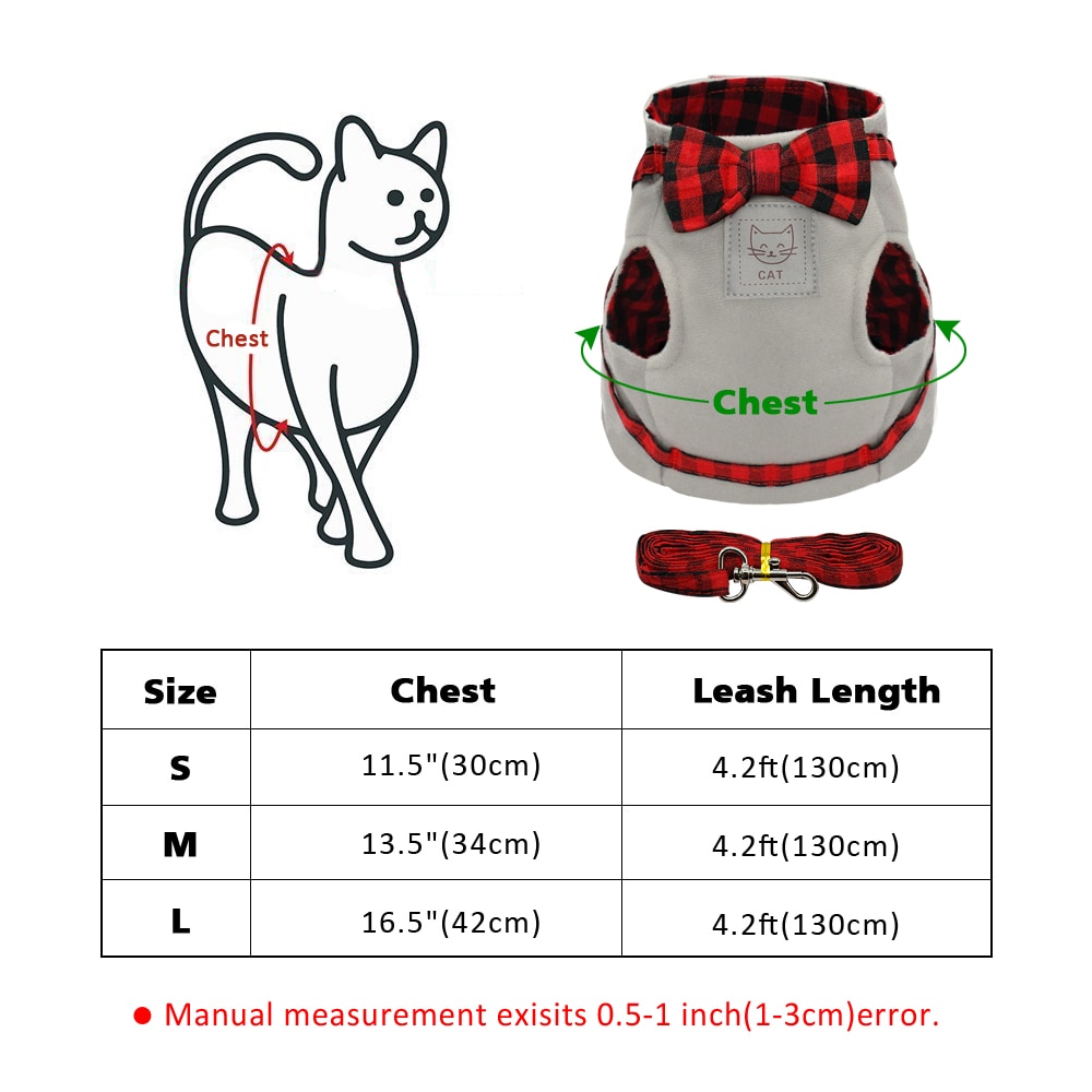 Cat Kitten Harness Nylon Puppy Small Dogs Vest Bowknot Cats Pet Harnesses and Leash Set
