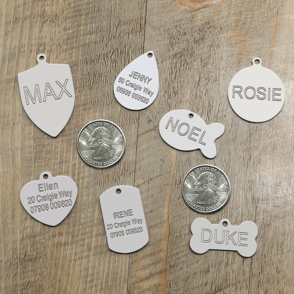 Stainless Steel Dog Tag Customized Dog Cat ID Tags Engraved Personalized Tag In Pet Collars For Dog And Cat Free Engraving
