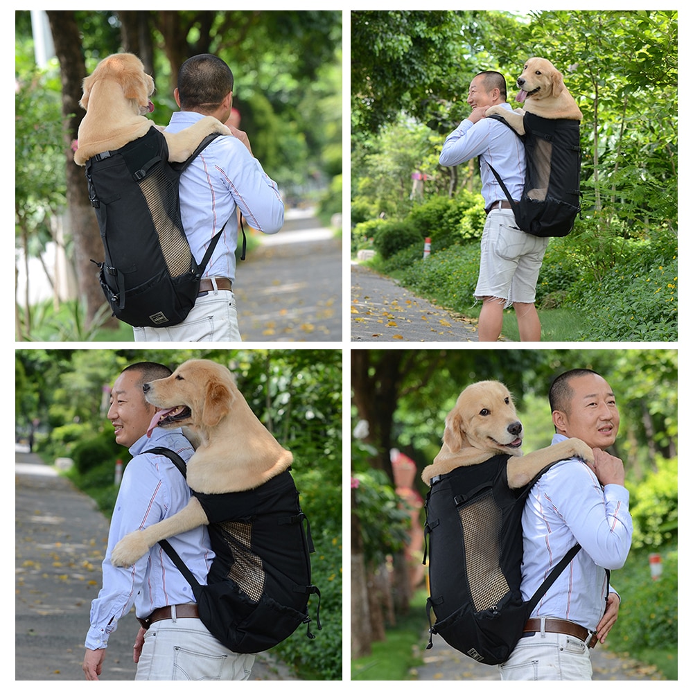Breathable Dog Backpack Pet Carrier Bag Big Dog Travel Bags for Large Dogs Bulldog Golden Retriever Traveling Hiking Camping